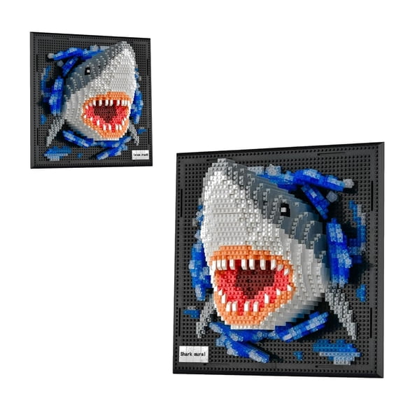 Shark Wall Art Building Blocks for Adult,Animals Model Kit for Wall Decor or Table Display,Creative Toy Gift for Teens 14+,Not Compatible with (2166 PCS)