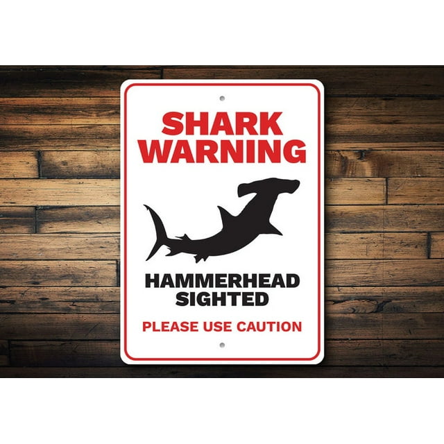 Shark Warning Sign Hammerhead Sign Shark Sighting Sign Ocean Decor ...