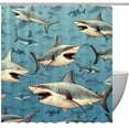 thumbnail image 1 of Shark Waterproof Bathroom Curtains Set with Hooks - Printed Shower Curtain for Bathroom Decoration, 1 of 5