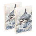 thumbnail image 1 of Shark Wave Blue Ring Binder Notebook Journey Note Diary College Ruled Spiral Notebook Study Loose Leaf Paper A5 60 Pages, 1 of 8