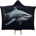 thumbnail image 1 of Shark Wearable Blanket Soft Cozy Plush Fleece Blanket Hoodie for Couch, Hooded Blanket Decorative for Shark Lovers, 1 of 6