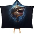 thumbnail image 1 of Shark Wearable Blanket Soft Cozy Plush Fleece Blanket Hoodie for Couch, Hooded Blanket Decorative for Shark Lovers, 1 of 6