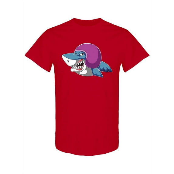 Shark Wearing Helmet T-Shirt Men -Image by Shutterstock, Male Small