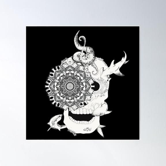 Shark Week B&W Poster Wall Art, Modern Wall Decor For Living Room Bedroom, 30x30 UNFRAMED