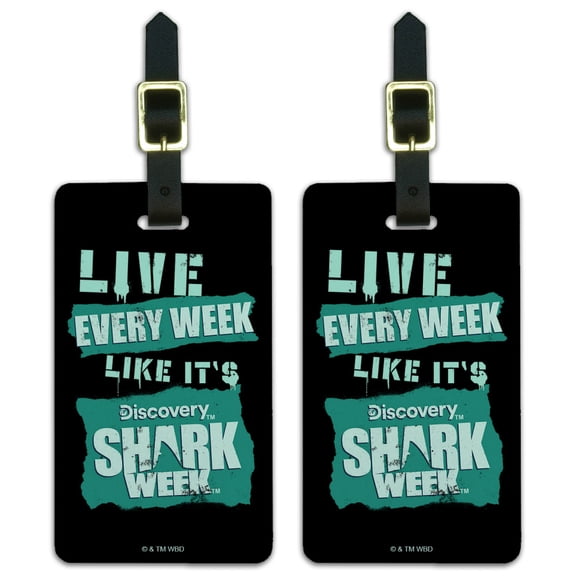 Shark Week Live Every Week Luggage ID Tags Suitcase Carry-On Cards - Set of 2