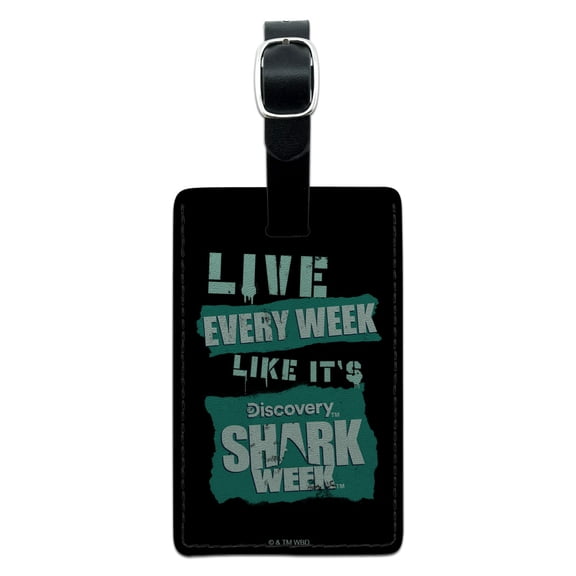 Shark Week Live Every Week Rectangle Leather Luggage Card Suitcase Carry-On ID Tag