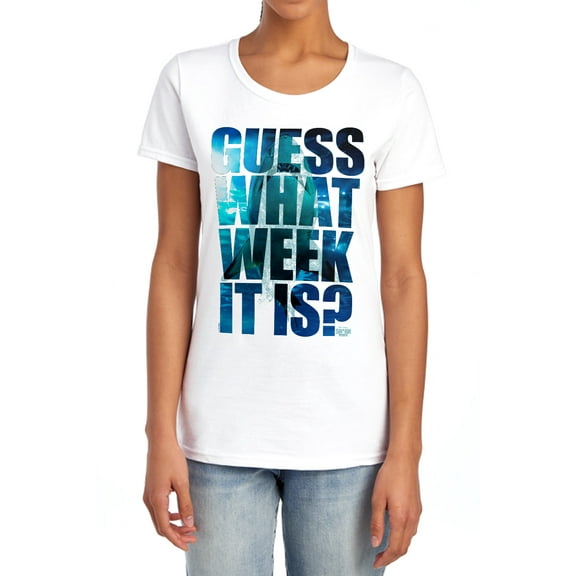 Shark Week Officially Licensed Guess What Week It Is Women's T Shirt, White, Small