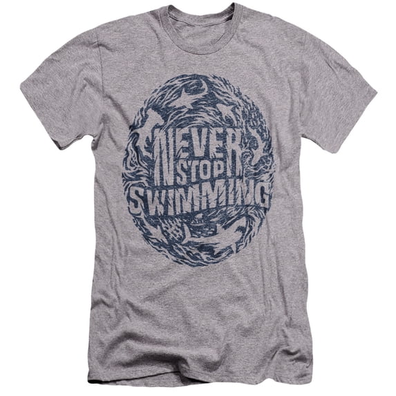 Shark Week Officially Licensed Never Stop Swimming Unisex Adult Canvas Brand T Shirt, Athletic Heather, Small