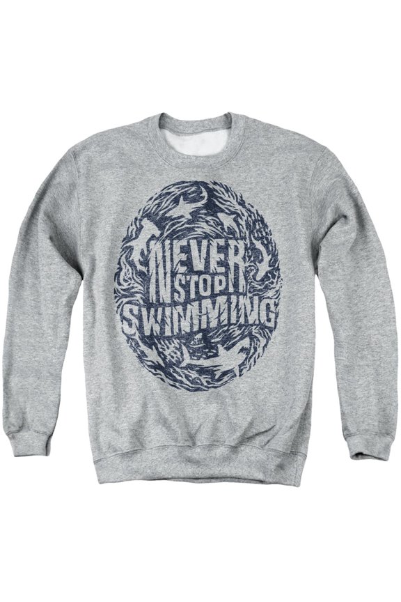 Shark Week Officially Licensed Never Stop Swimming Unisex Adult Crewneck Sweatshirt, Athletic Heather, Medium