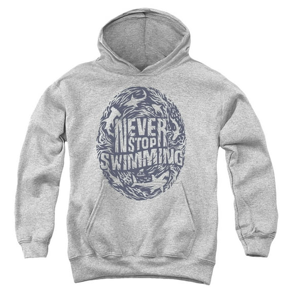 Shark Week Officially Licensed Never Stop Swimming Youth Kids Boy/Girls Pull-Over Hoodie, Athletic Heather, Large