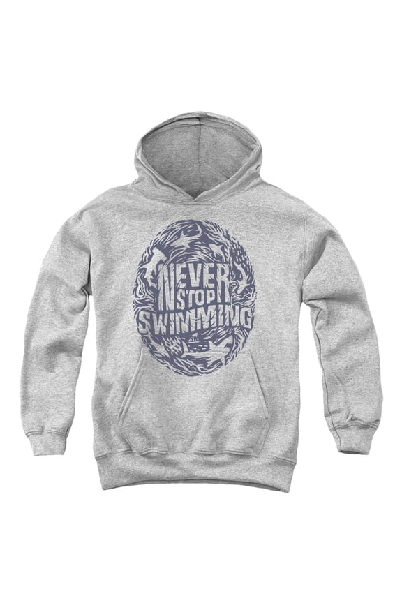 Shark Week Officially Licensed Never Stop Swimming Youth Kids Boy/Girls Pull-Over Hoodie, Athletic Heather, Small