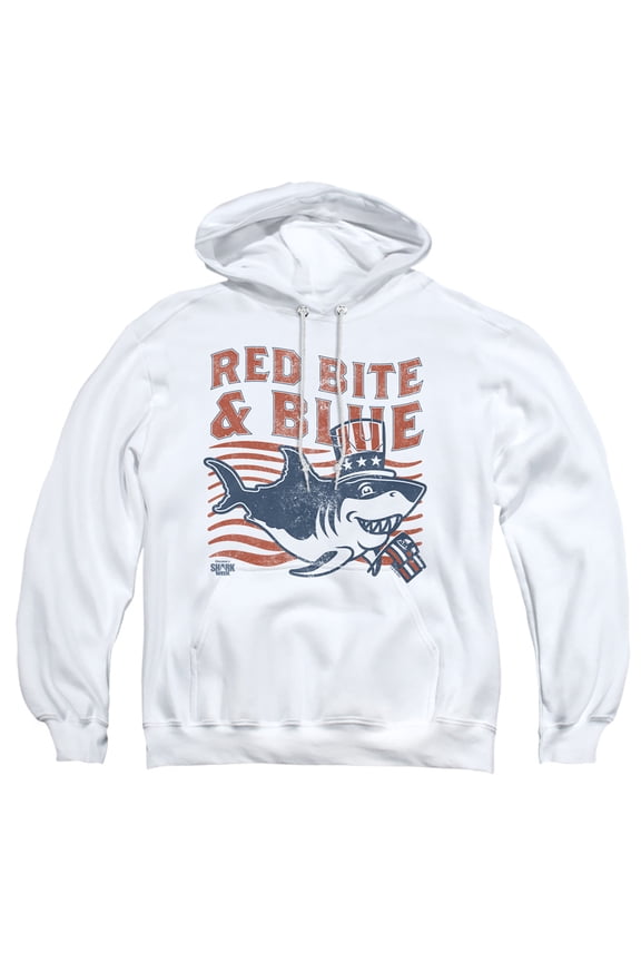 Shark Week Officially Licensed President Shark Adult Pull-Over Hoodie, White, Medium