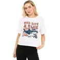 thumbnail image 1 of Shark Week Officially Licensed President Shark Women's Boxy Cropped T-Shirt Casual Graphic Tee, 1 of 4