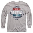 thumbnail image 1 of Shark Week Officially Licensed Red Bite and Blue Unisex Adult Long-Sleeve T Shirt, Athletic Heather, Small, 1 of 4