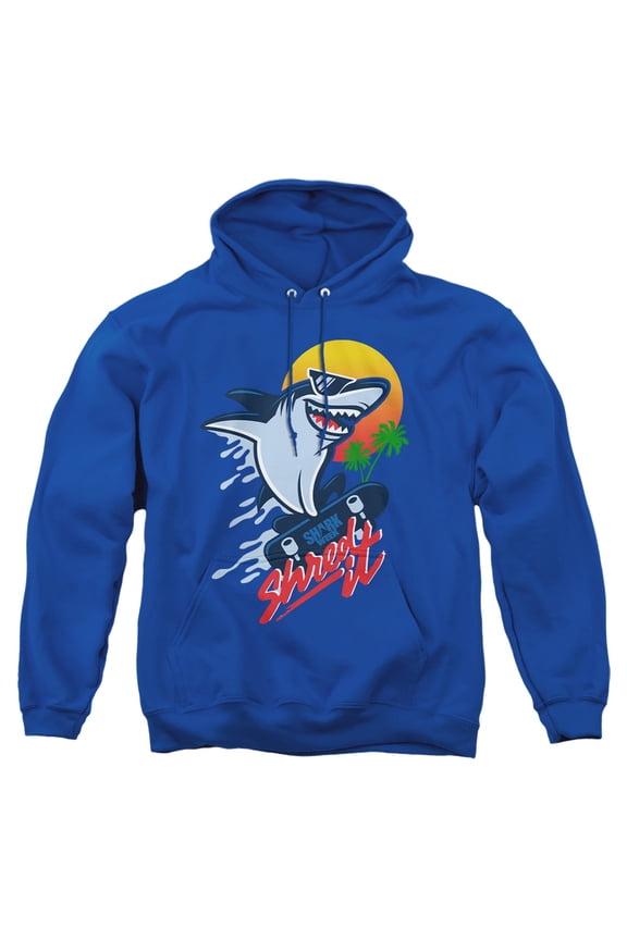 Shark Week Officially Licensed Skate Boarding Shark Adult Pull-Over Hoodie, Royal, Large