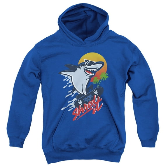Shark Week Officially Licensed Skate Boarding Shark Youth Kids Boy/Girls Pull-Over Hoodie, Royal, X-Large