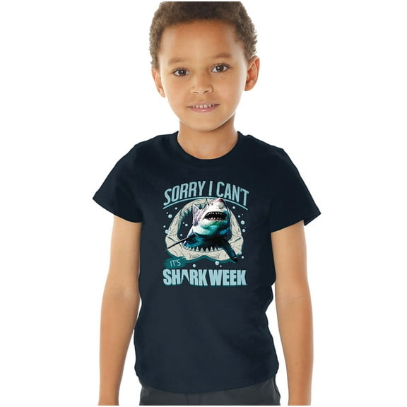 Shark Week Officially Licensed Sorry I Can't Kids T Shirt (3) for Toddler Boys and Girls, Navy