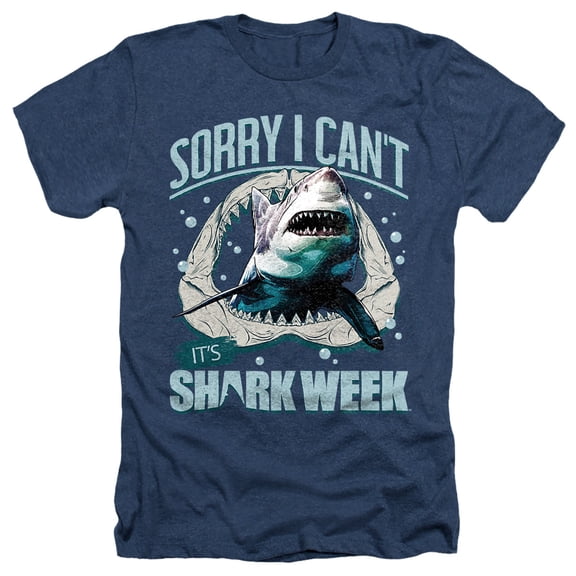 Shark Week Officially Licensed Sorry I Can't Unisex Adult Heather T Shirt, Navy Heather, 2X-Large