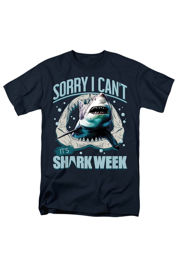 Shark Week Officially Licensed Sorry I Can't Unisex Adult T Shirt, Navy, X-Large