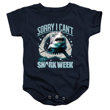 Shark Week Officially Licensed Sorry I Can't Unisex Infant Snap Suit for Baby, Navy, Small