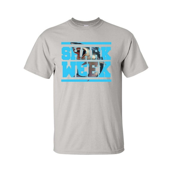 Shark Week Unisex Adult Short Sleeve T-shirt-Ice Grey-large