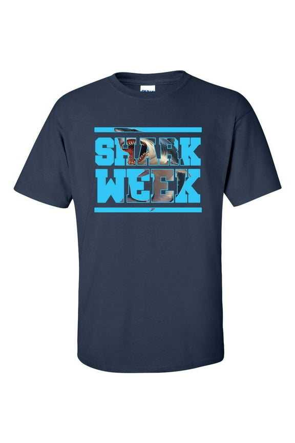 Shark Week Unisex Adult Short Sleeve T-shirt-Navy-xl