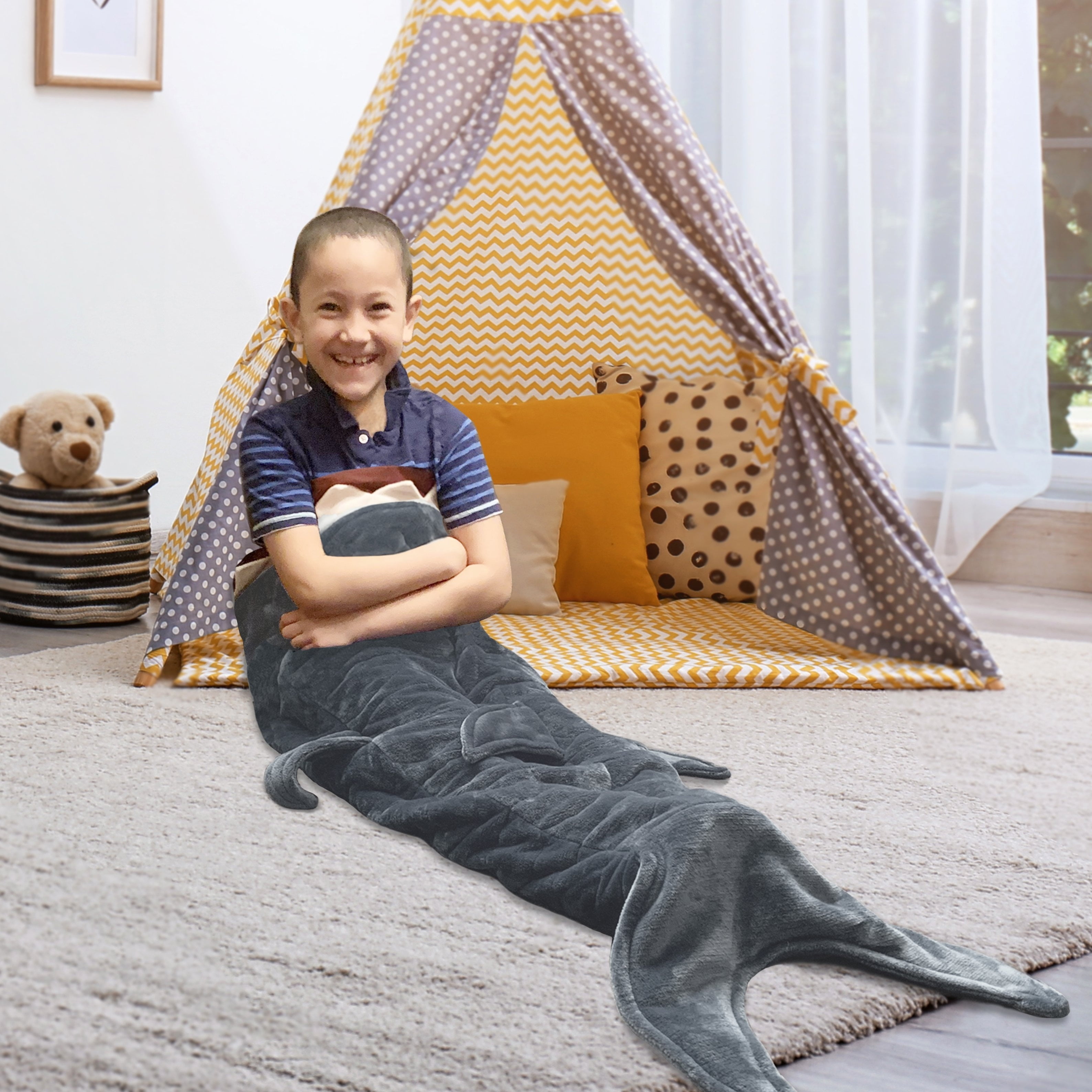 Shark Weighted Throw Blanket 5 lb Grey