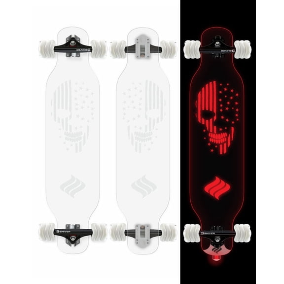 Shark Wheel Clear Skull Complete Longboard with Lights