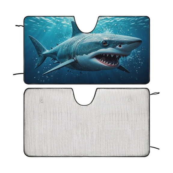 Shark Windshield Sun Shade for Car SUV Truck, Car Sun Shade Windshield, Car Shades for Front Windows, Sunshade for Car Windshield, Protector Blocks UV 51"x28"