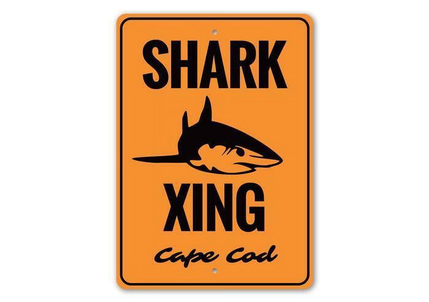 Shark Xing Cape Cod Shark Crossing Warning Sign Beach Coastal Metal