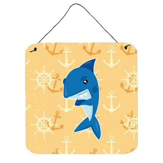 Shark on Beige Nautical Wall or Door Hanging Prints