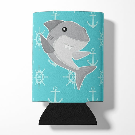 Shark on Blue Nautical Can or Bottle Hugger
