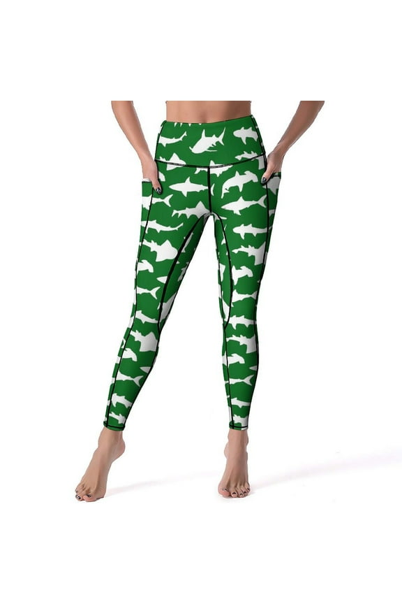 Shark pattern Yoga Pants Funny Animal Graphic Leggings High Waist Fitness Gym Leggins Lady Casual Stretchy Sport Legging