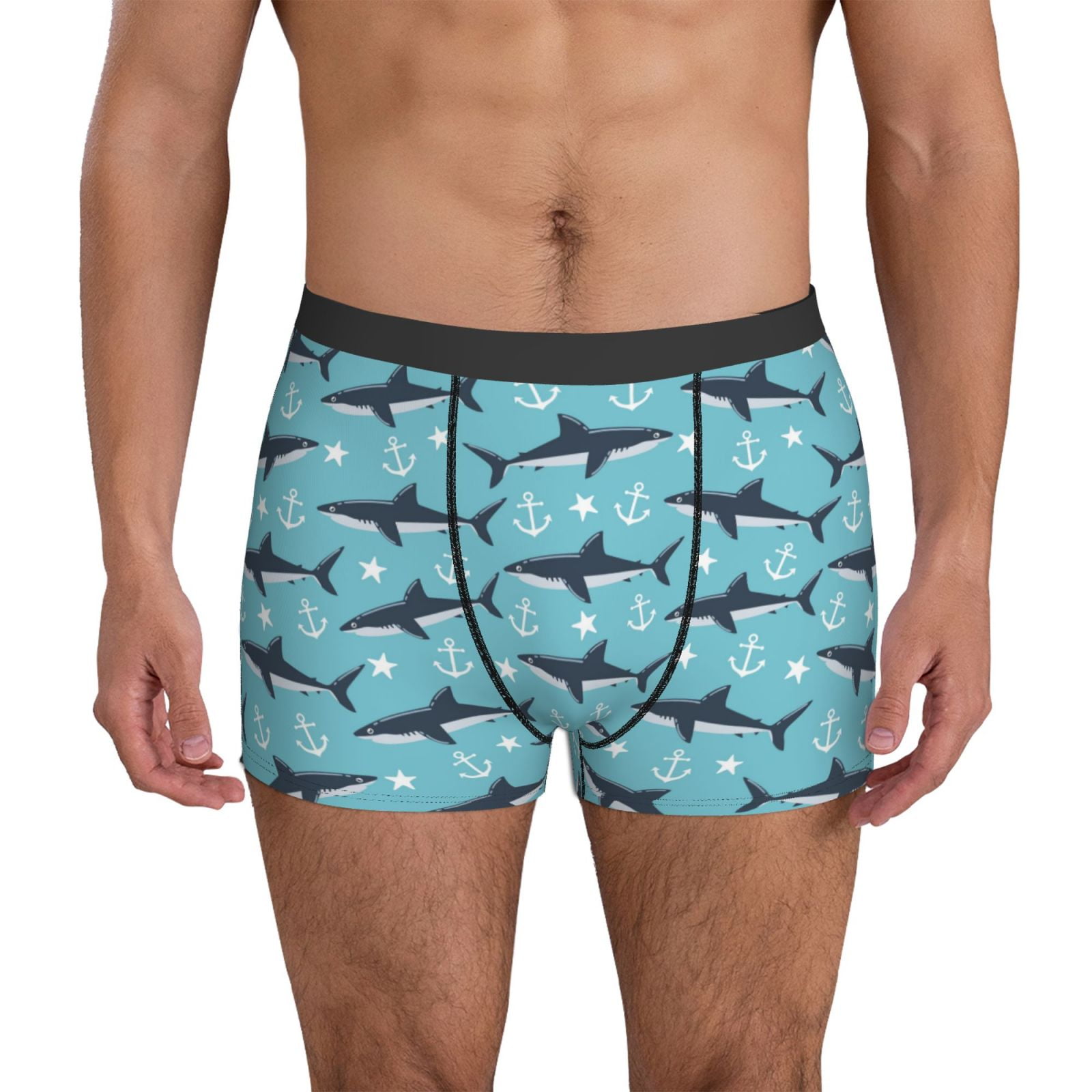Shark star anchor blue cute Mens Underwear Boxer Briefs, Comfort