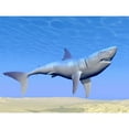 thumbnail image 1 of Shark swimming underwater with reflections of the sun Poster Print, 1 of 2