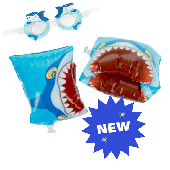 Shark themed Arm Bands and Matching Goggles