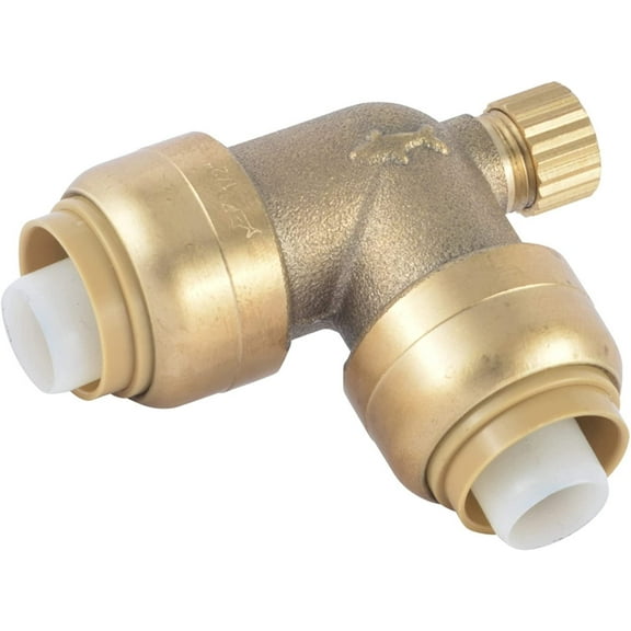 SharkBite 1/2 Inch 90 Degree Elbow with Drain Vent, Push to Connect Brass Fitting, PEX Pipe, Copper, CPVC, PE-RT, HDPE, U5248LFA