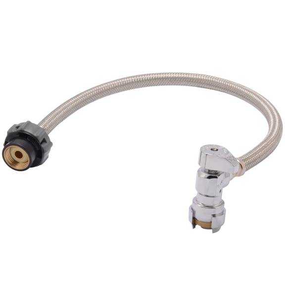 SharkBite 1/2 Inch Angle Stop x 1/2 Inch NPSM Click Seal Faucet Connector x 20 Inch, Push to Connect Brass Plumbing Fitting, PEX Pipe, Copper, CPVC, PE-RT, HDPE, 24657