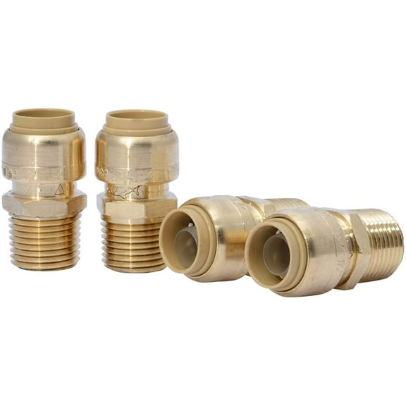 SharkBite 1/2 Inch MNPT Adapter, Push to Connect Brass Fitting, Pack of 4, PEX Pipe, Copper, CPVC, PE-RT, HDPE, U120LFA4