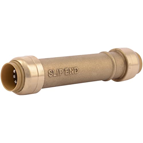 SharkBite 1/2 Inch Slip Coupling, Push to Connect Brass Plumbing
