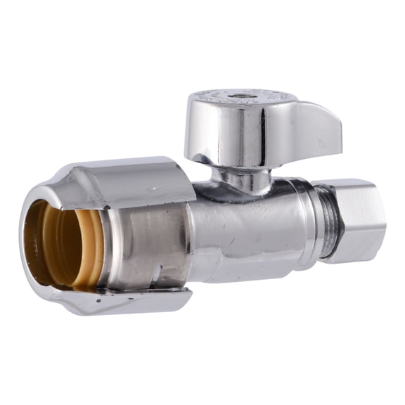 SharkBite Max 1/2 in. PTC X 3/8 in. Compression Brass Straight Stop Valve