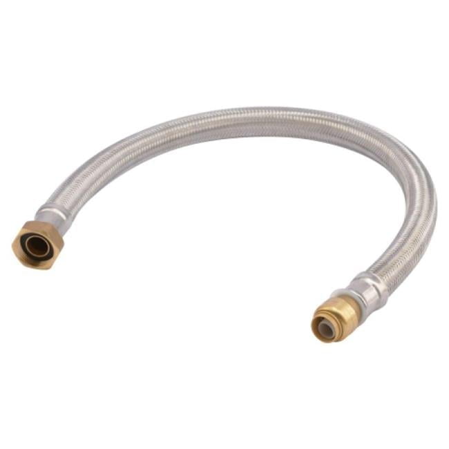 Cash Acme & Sharkbite Stainless Steel Supply Line - Push Fit x FIP - 1/2 in x 3/4 in x 24 in — Residential Use, Standard Application