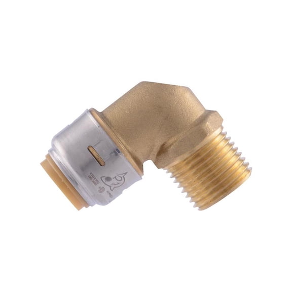 SharkBite U280LFA Pipe Elbow, 1/2 in, 90 deg Angle, Brass, 200 psi Pressure