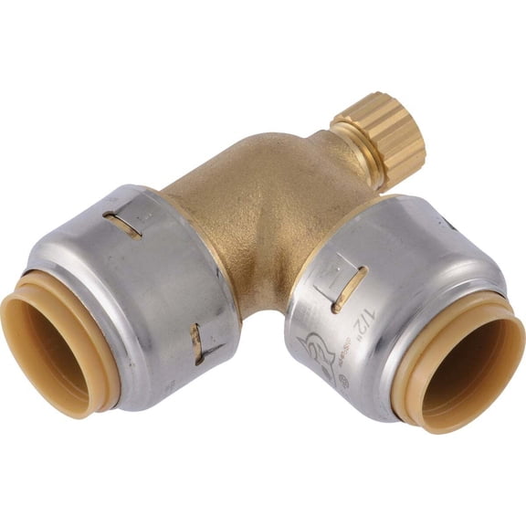 SharkBite 1/2 in. Push-to-Connect X 1/2 in. D Brass 90 Degree Elbow with Drain
