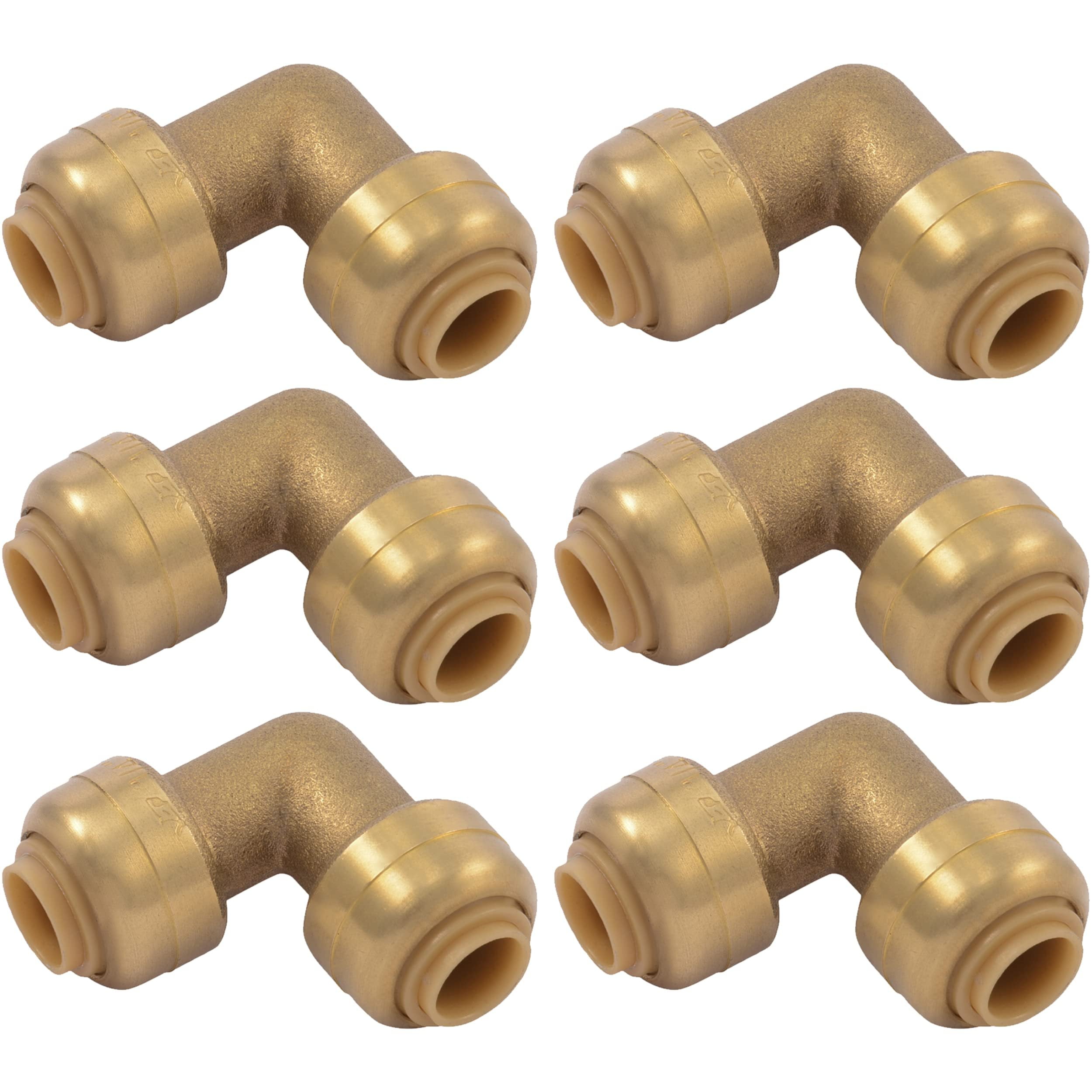 SharkBite 1/4 Inch (3/8 Inch OD) 90 Degree Elbow, Pack of 6, Push to