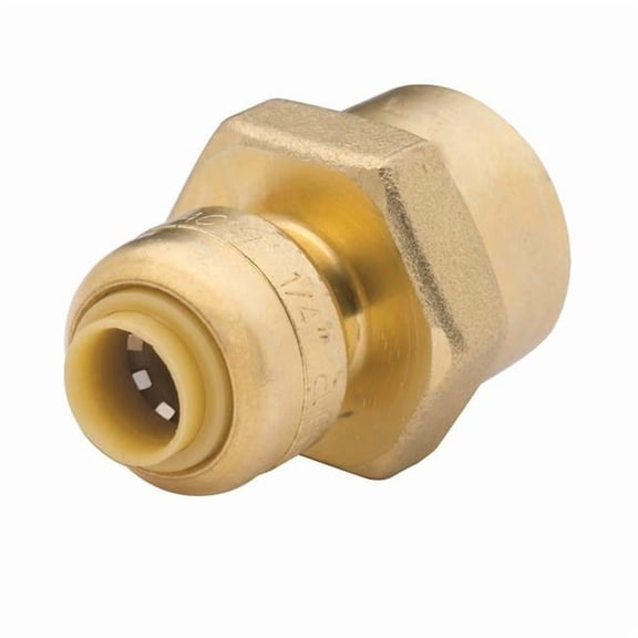 Push-Fit Adapter Fitting, 1/4 in Tube Size, Brass, Brass U066LF