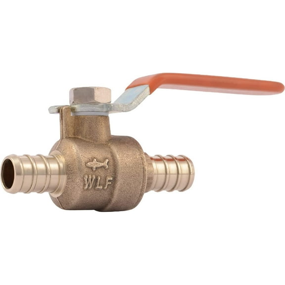 SharkBite 22461LFA Barb Ball Valve 1/2 inch, Water Valve Shut Off, Crimp Rings, Clamp Rings