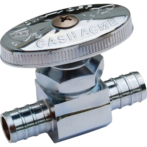 SharkBite PEX Straight Stop Valve 23063LF - Brass, Water Supply Shutoff - 1/2-Inch x 1/2-Inch, Silver