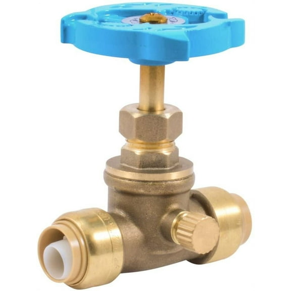 SharkBite 24634LFA Stop Valve Drain, 1/2 Inch x 1/2 inch, Water Valve Shut Off, Push-to-Connect, PEX, Copper, CPVC, PE-RT