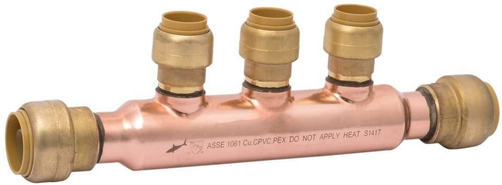SharkBite 25552LF Manifolds with PushFit Branches, 3Port Open, Brass